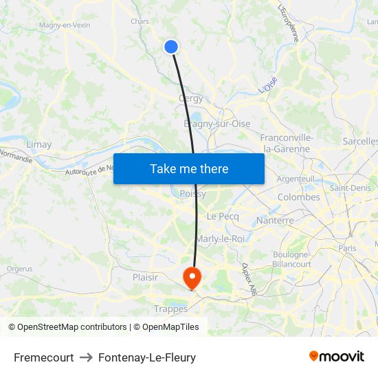 Fremecourt to Fontenay-Le-Fleury map