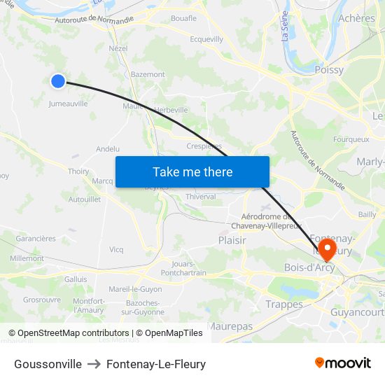 Goussonville to Fontenay-Le-Fleury map