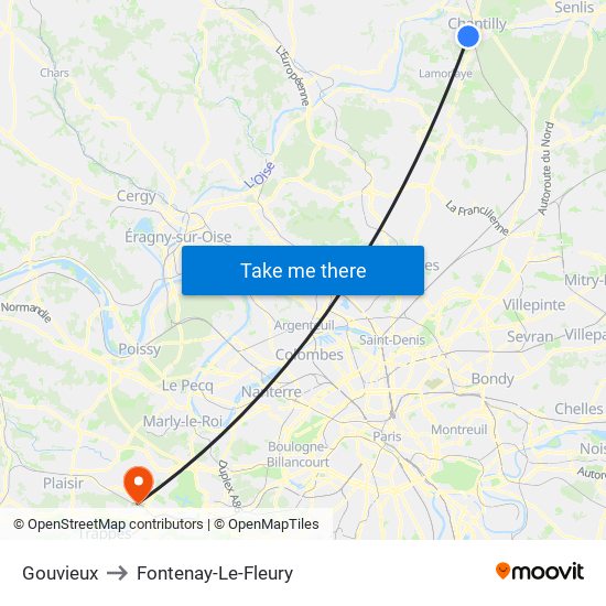 Gouvieux to Fontenay-Le-Fleury map