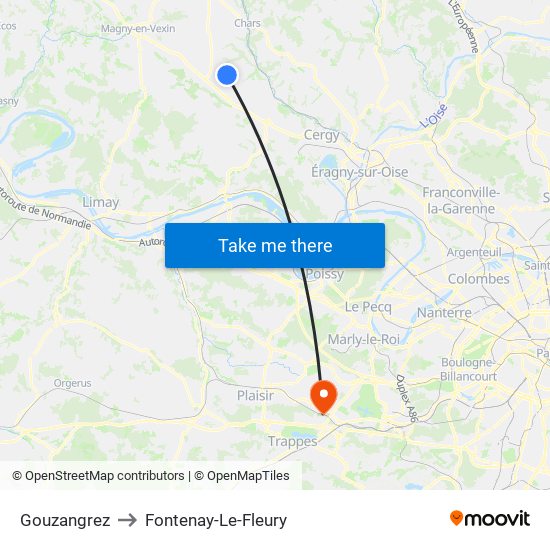 Gouzangrez to Fontenay-Le-Fleury map