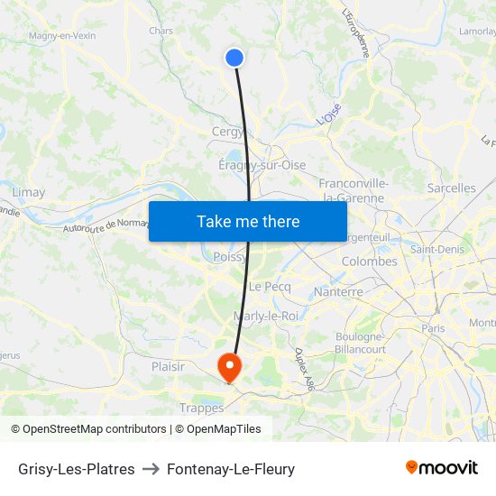 Grisy-Les-Platres to Fontenay-Le-Fleury map