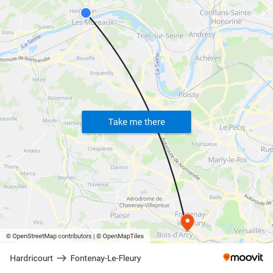 Hardricourt to Fontenay-Le-Fleury map