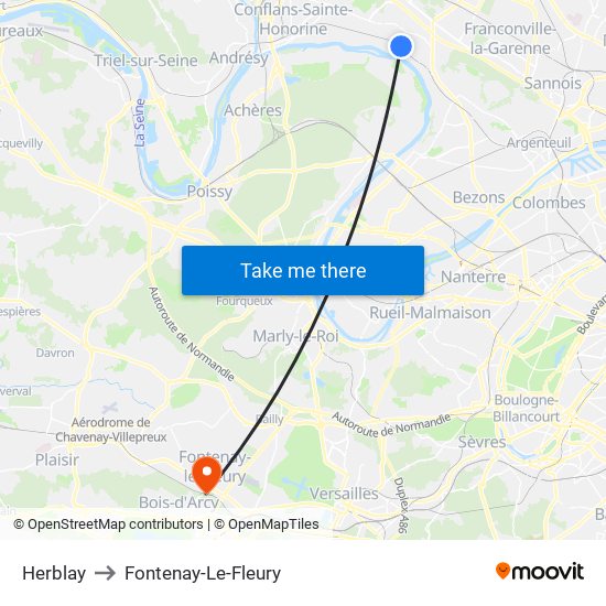 Herblay to Fontenay-Le-Fleury map
