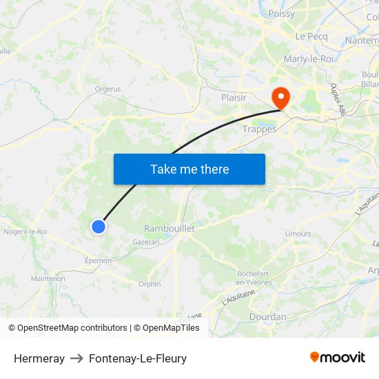 Hermeray to Fontenay-Le-Fleury map
