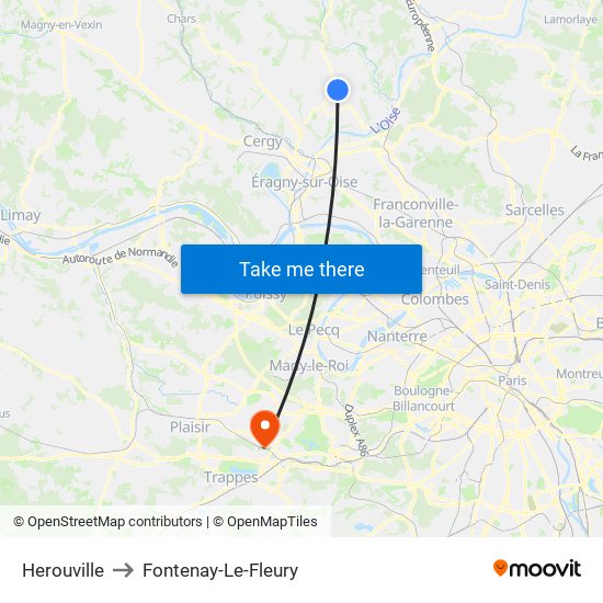 Herouville to Fontenay-Le-Fleury map