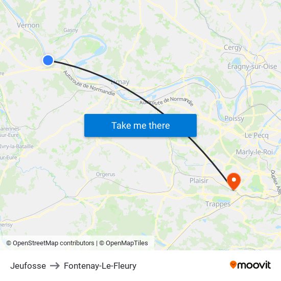 Jeufosse to Fontenay-Le-Fleury map