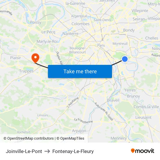 Joinville-Le-Pont to Fontenay-Le-Fleury map