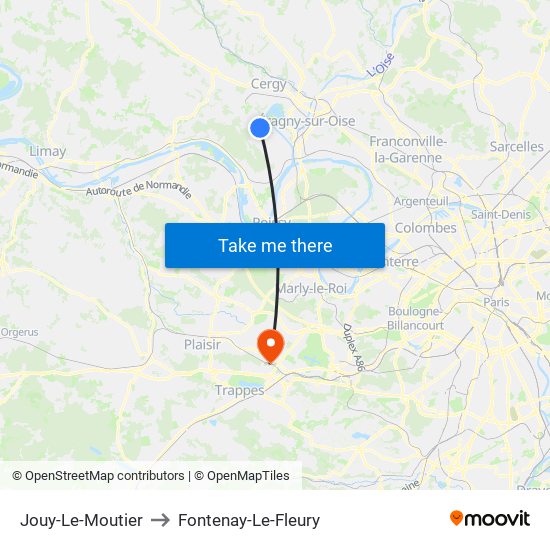 Jouy-Le-Moutier to Fontenay-Le-Fleury map