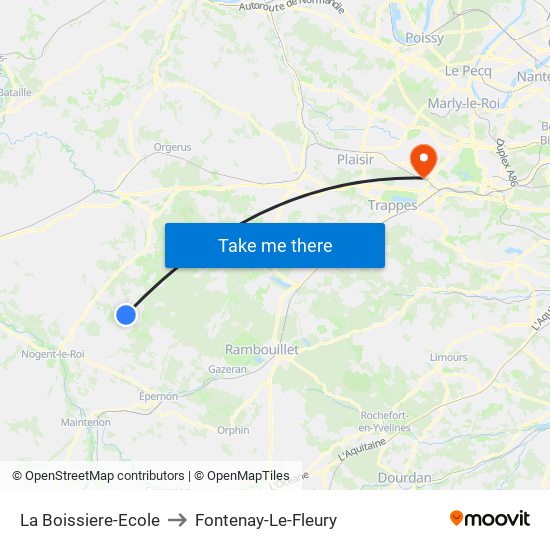 La Boissiere-Ecole to Fontenay-Le-Fleury map