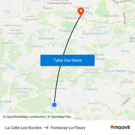 La Celle-Les-Bordes to Fontenay-Le-Fleury map