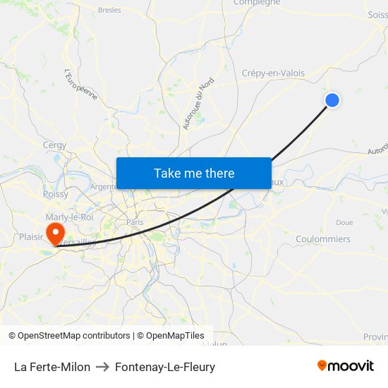 La Ferte-Milon to Fontenay-Le-Fleury map