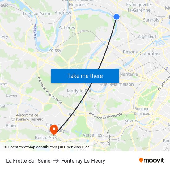 La Frette-Sur-Seine to Fontenay-Le-Fleury map