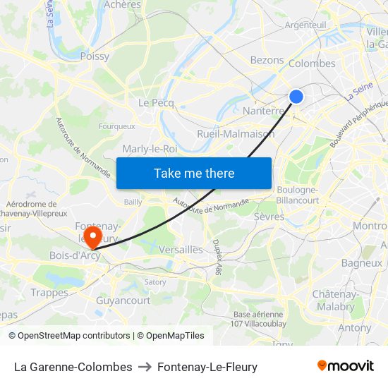 La Garenne-Colombes to Fontenay-Le-Fleury map