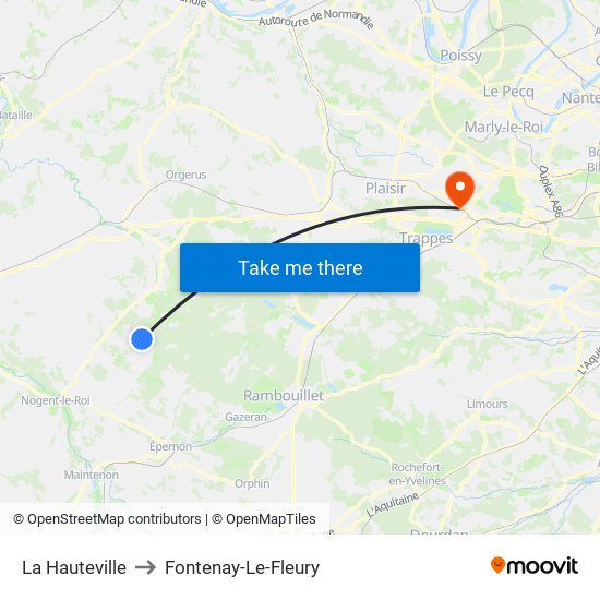 La Hauteville to Fontenay-Le-Fleury map