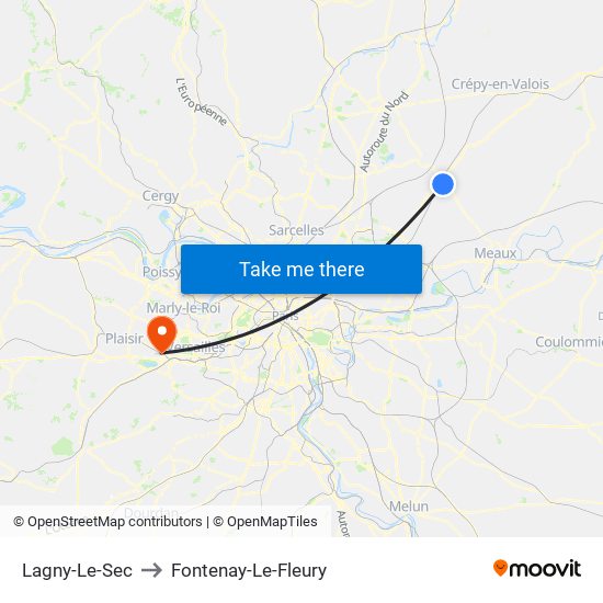 Lagny-Le-Sec to Fontenay-Le-Fleury map