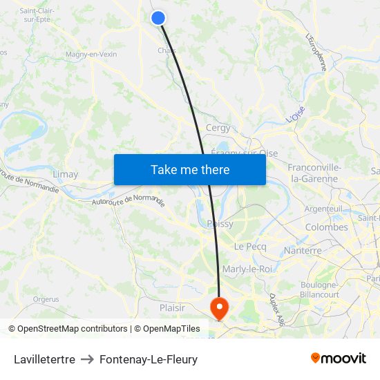 Lavilletertre to Fontenay-Le-Fleury map