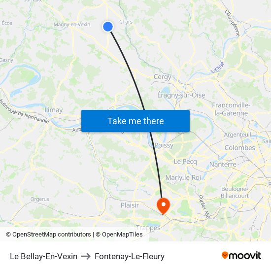 Le Bellay-En-Vexin to Fontenay-Le-Fleury map