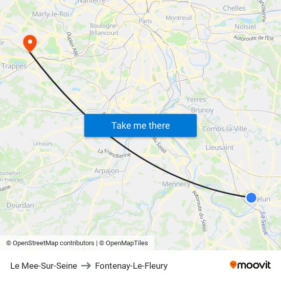 Le Mee-Sur-Seine to Fontenay-Le-Fleury map