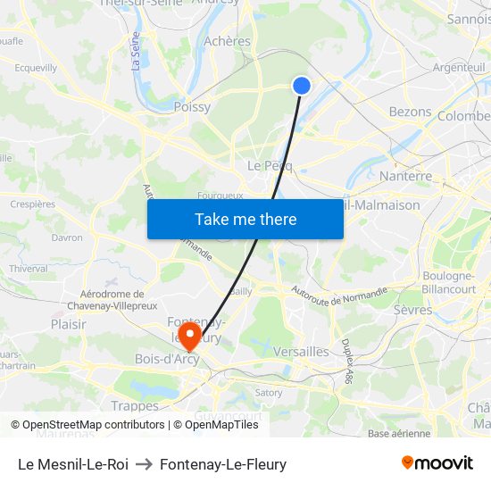 Le Mesnil-Le-Roi to Fontenay-Le-Fleury map