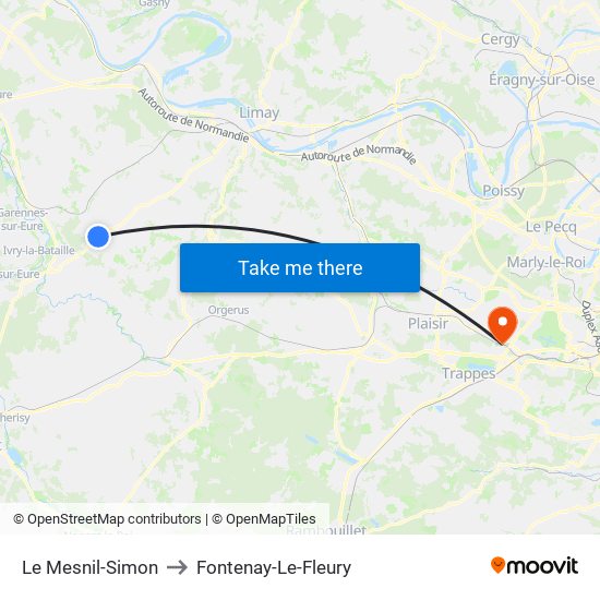 Le Mesnil-Simon to Fontenay-Le-Fleury map