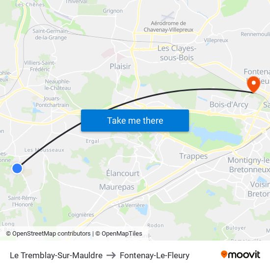 Le Tremblay-Sur-Mauldre to Fontenay-Le-Fleury map