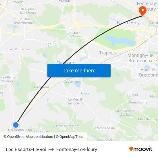 Les Essarts-Le-Roi to Fontenay-Le-Fleury map