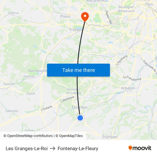 Les Granges-Le-Roi to Fontenay-Le-Fleury map
