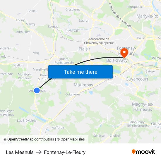 Les Mesnuls to Fontenay-Le-Fleury map