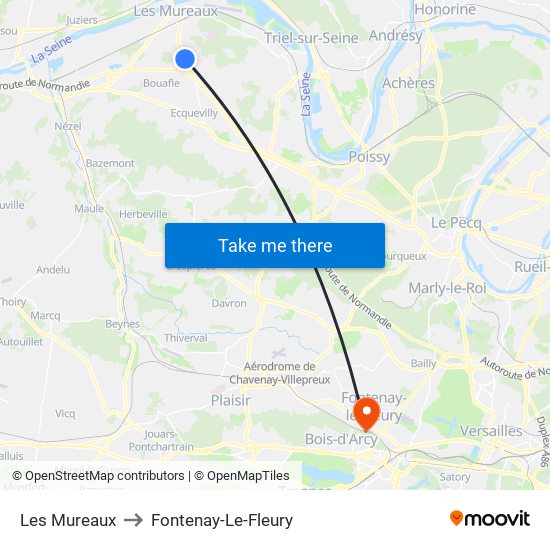 Les Mureaux to Fontenay-Le-Fleury map