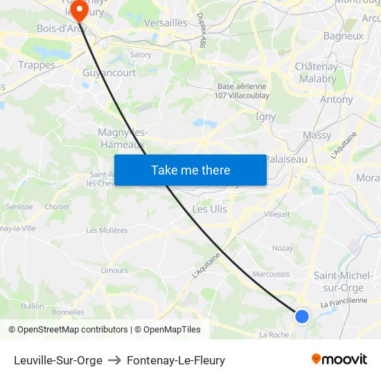 Leuville-Sur-Orge to Fontenay-Le-Fleury map