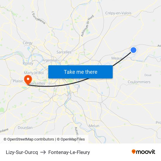 Lizy-Sur-Ourcq to Fontenay-Le-Fleury map