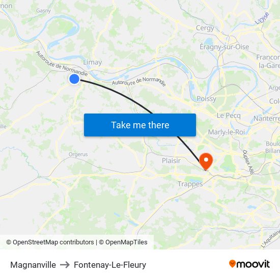 Magnanville to Fontenay-Le-Fleury map