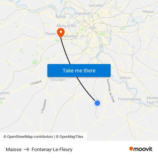 Maisse to Fontenay-Le-Fleury map