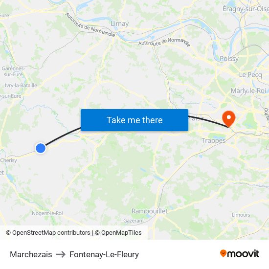 Marchezais to Fontenay-Le-Fleury map