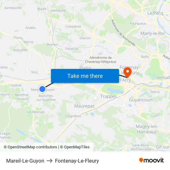 Mareil-Le-Guyon to Fontenay-Le-Fleury map