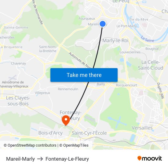 Mareil-Marly to Fontenay-Le-Fleury map