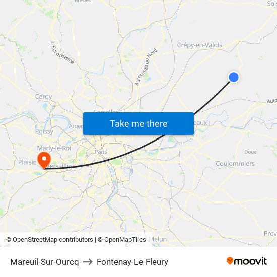 Mareuil-Sur-Ourcq to Fontenay-Le-Fleury map