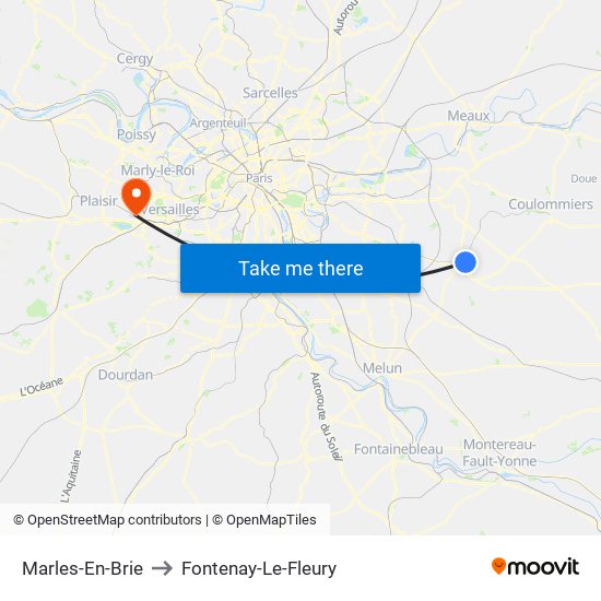 Marles-En-Brie to Fontenay-Le-Fleury map