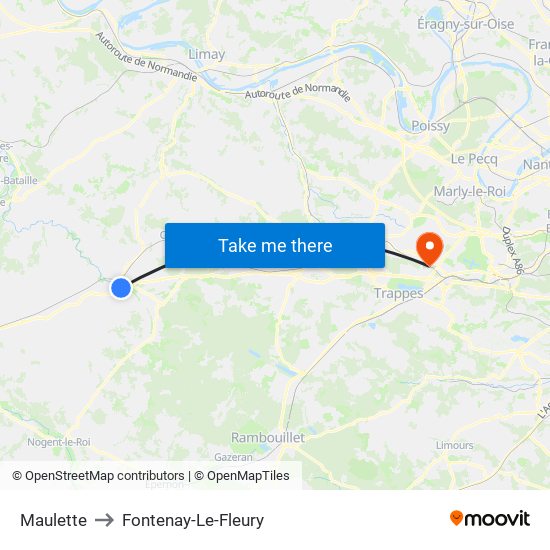 Maulette to Fontenay-Le-Fleury map