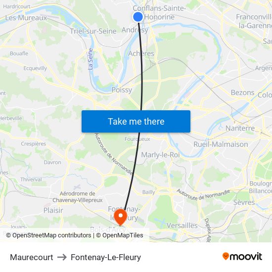 Maurecourt to Fontenay-Le-Fleury map