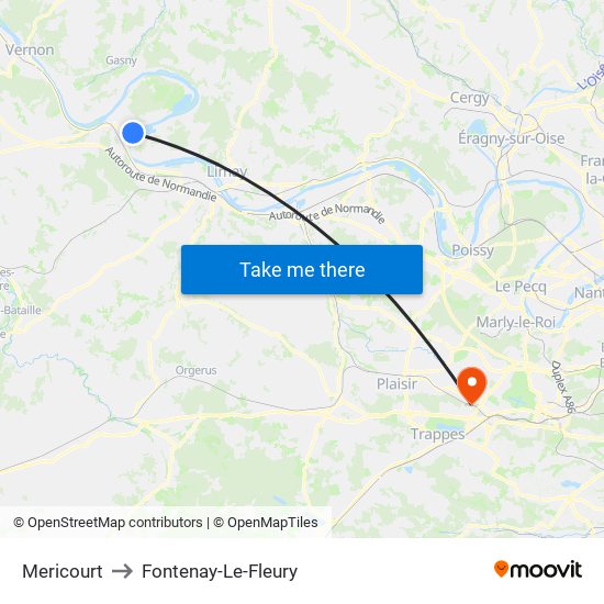 Mericourt to Fontenay-Le-Fleury map