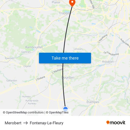 Merobert to Fontenay-Le-Fleury map
