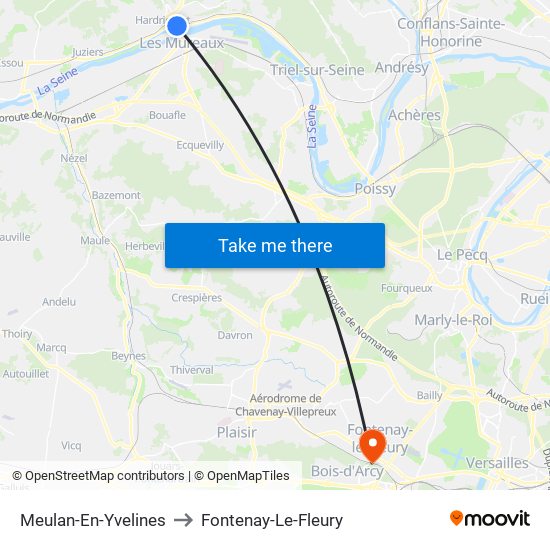 Meulan-En-Yvelines to Fontenay-Le-Fleury map