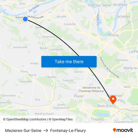 Mezieres-Sur-Seine to Fontenay-Le-Fleury map