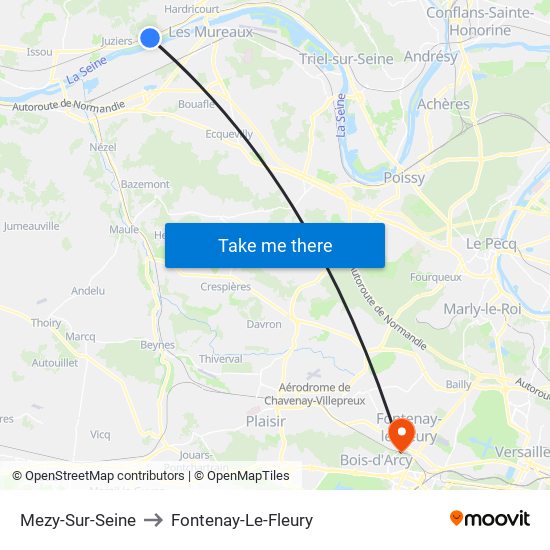 Mezy-Sur-Seine to Fontenay-Le-Fleury map