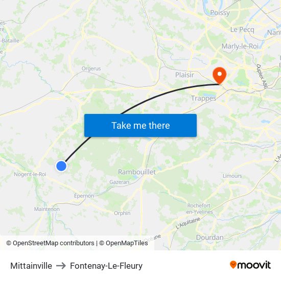 Mittainville to Fontenay-Le-Fleury map