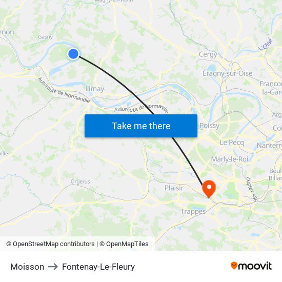 Moisson to Fontenay-Le-Fleury map