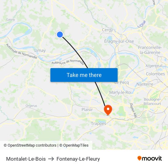 Montalet-Le-Bois to Fontenay-Le-Fleury map
