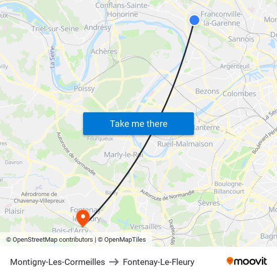 Montigny-Les-Cormeilles to Fontenay-Le-Fleury map