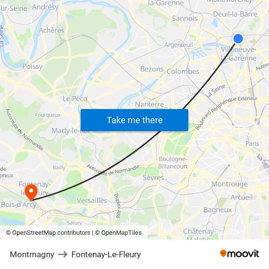 Montmagny to Fontenay-Le-Fleury map
